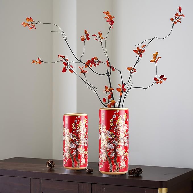 Ceramic Umbrella Stand Living Room Floor-Standing Freestanding Cane Chinese Umbrella Stand Multifunctional Painted Porcelain Vintage Ceramics Flower Vases for Home Office Entrance Indoor(E)-NeatNest