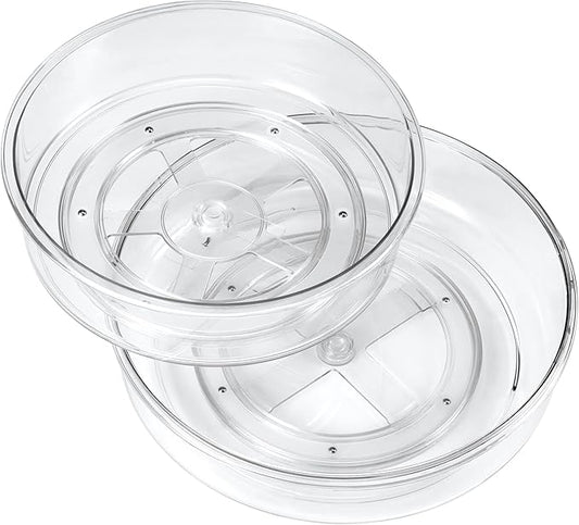 2 Pack, Lazy Susan Organizer for Cabinet, 12 Inch &10 Inch Lazy Susan Turntable for Fridge, Pantry Organization and Storage, Kitchen Spice Rack, Bathroom, Vanity, Countertop, Under Sink and Table