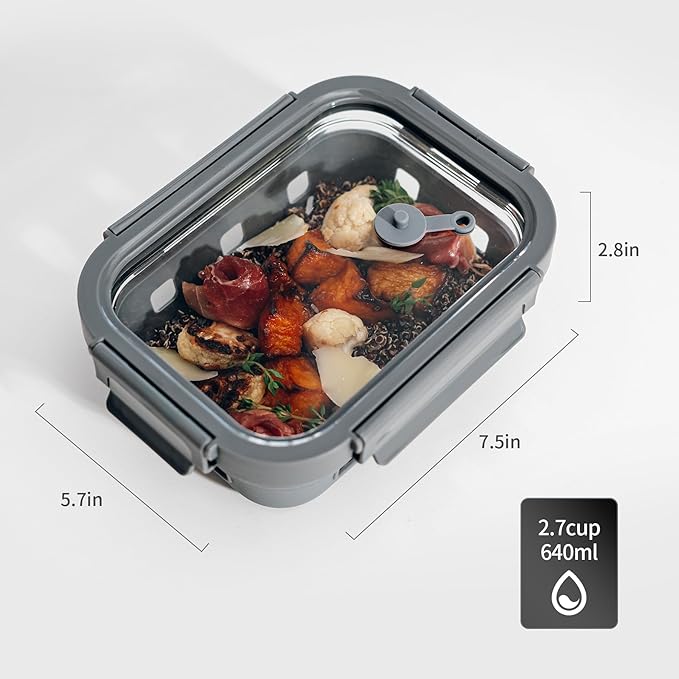 2.7 CUP Glass Food Storage Containers with Glass Lids,5 Pack-Aitight Meal Prep Container Set with Silicone Sleeve, BPA-Free, Dishwasher, Microwave, and Freezer Safe