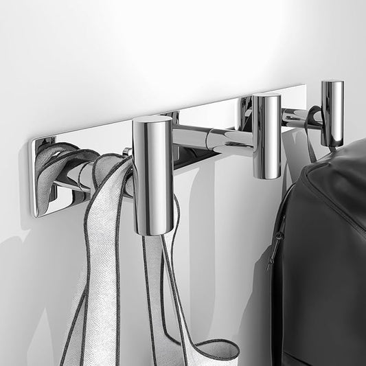 Wall Mounted Coat Rack-3 Hooks, Heavy Duty Stainless Steel Hook Rail for Towel Coat Hat Purse Bag Jacket, Towel Hooks for Entryway Bathroom Kitchen (Glossy 3 Hooks - 1 Pack)-NeatNest