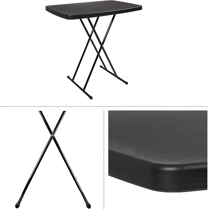 Folding Table - Lightweight Portable Folding Desk - Small Plastic Table for Camping, Playing Cards, and Crafting by Everyday Home (Black)-NeatNest