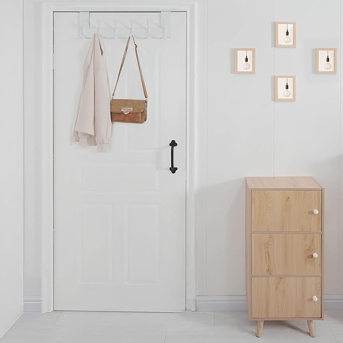 WEBI Over The Door Hook White,Over The Door Towel Rack,Door Hanger,Door Coat Towel Hanger,Door Coat Rack for Hanging Clothes,Jacket,Back of Bathroom,2 Packs