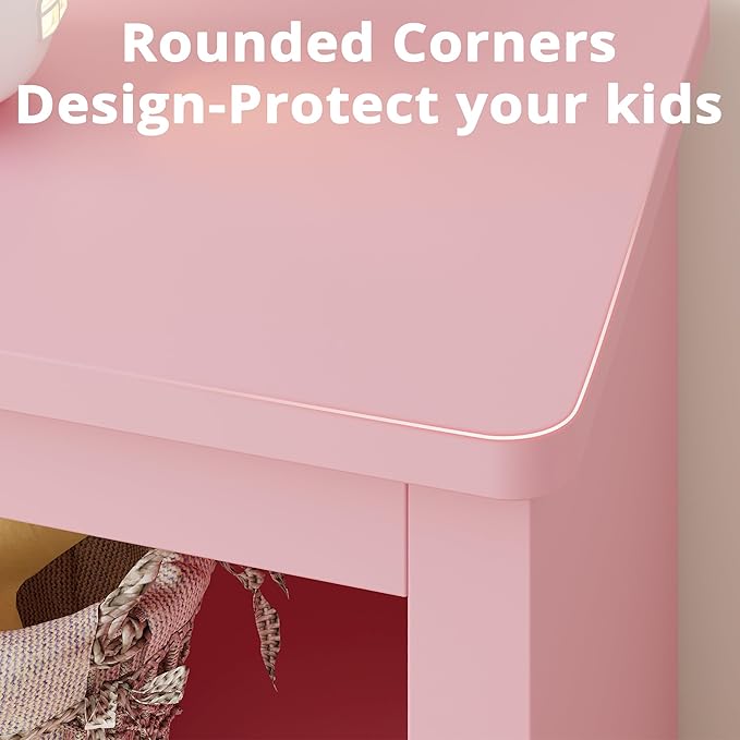 IRONCK Toy Storage and Organizer for Boys and Girls, Toy Chest with Shelf and Removable Drawers, Toy Box for Bedroom, Playroom and Nursery, Pink