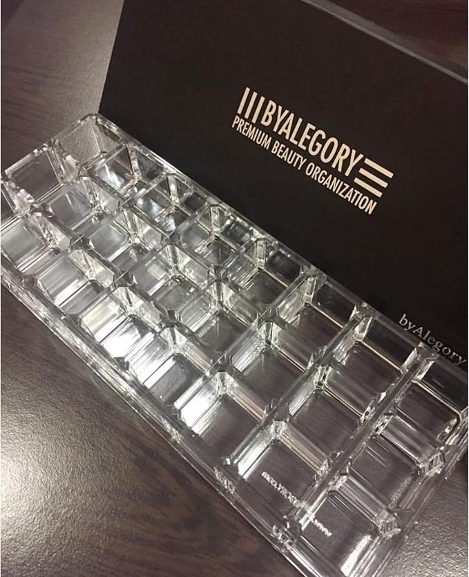 byAlegory Premium Beauty Organization Acrylic Lipstick Organizer & Beauty Container 24 Space Storage (Clear)-NeatNest