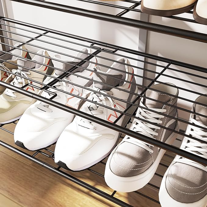 10 Tier Shoe Rack, Large Capacity Shoe Storage Organizer Holds 40 Pairs, Durable and Stable, for Entryway, Hallway, Closet, Dorm Room, Greige and Black SS10BG-NeatNest