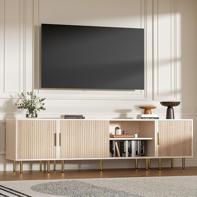 71" TV Stand for 50/60/70/80 inch TV, TV Stand for 75+ inch TV, Modern Entertainment Center for Up to 80" TV, TV Media Stand with Storage Cabinet for Living Room, Bedroom, Oak-NeatNest