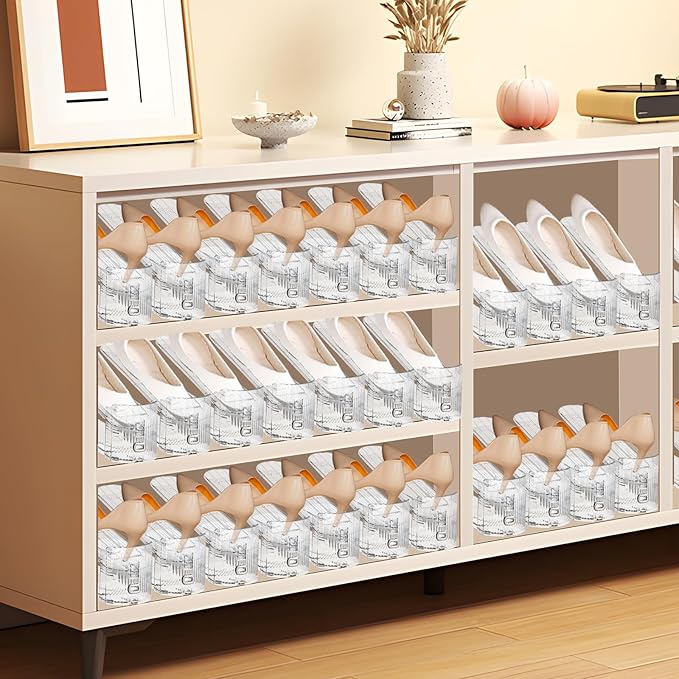 Shoe Slots Organizer,20 PACK Transparent Shoe Stacker Adjustable Shoe Slot Organizer Space Saver Shoe Rack Holder Shoe Storage Organizers for Closet,Transparent-NeatNest