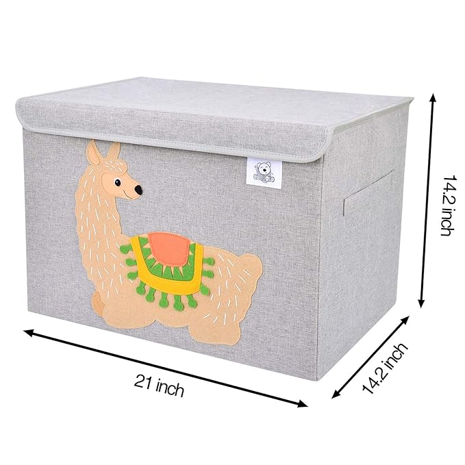 CLCROBD Foldable Large Kids Toy Chest with Flip-Top Lid, Collapsible Fabric Animal Toy Storage Organizer/Bin/Box/Basket/Trunk for Toddler, Children and Baby Nursery (Llama)-NeatNest
