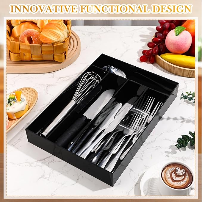 Baderke Acrylic Silverware Organizer Small Acrylic Utensil Drawer Organizer for Flatware Utensils Drawer, Office, Bathroom-NeatNest