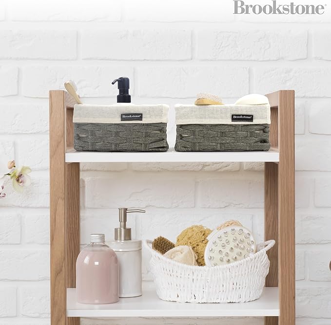 Brookstone Wicker Shelf Storage Basket Decorative Shelf Bin, bathroom organizers and storage, Boho Living Room Decor, Summer Storage 2025-3 Piece Set-NeatNest