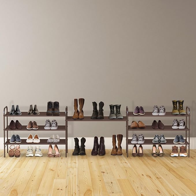 Simple Houseware 3-Tier Shoe Rack Storage Organizer, Bronze – Space-Saving Shoe Shelf, Holds 9–16 Pairs, Sturdy Metal Frame, Easy Assembly – Closet, Entryway, Bedroom Shoe Storage Solution-NeatNest