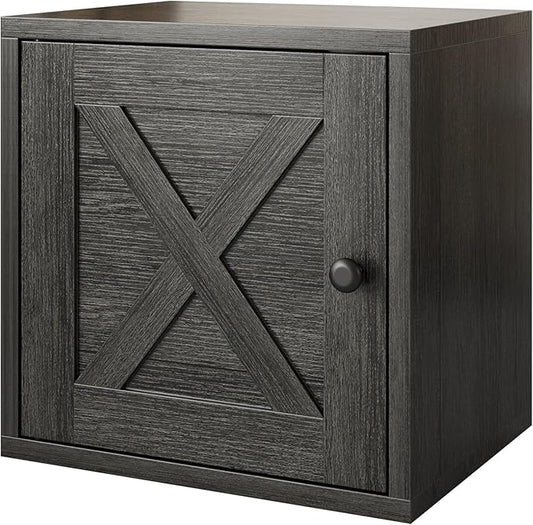 FUSUNBAO Magic DIY Cube Storage Organizer Stackable Cubes for Home Books Clothes Toy-Modular Cubby Storage System-Office Cubical-Bookcase Closet (French Oak,Door Cube)-NeatNest