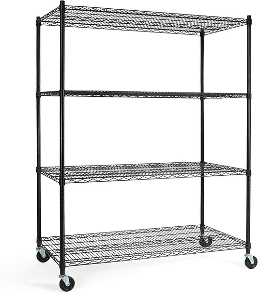 CAPHAUS 4-Tier Heavy Duty Adjustable Height Wire Shelving Unit w/Wheels & Leveling Feet, Metal Steel Shelf, Garage Shelving, Utility Rack Storage, 48" W-NeatNest