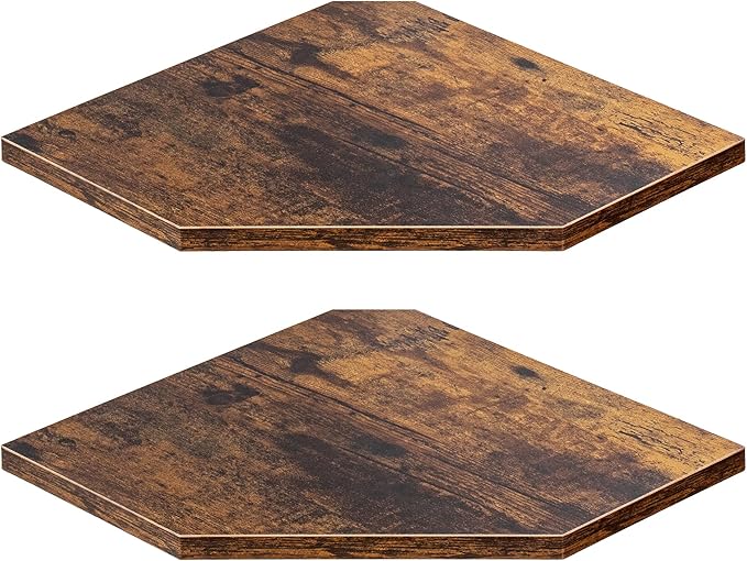 Corner Shelf Wall Mount, Floating Corner Shelves, Set of 2 Corner Wall Shelf Organizer, Rustic Wood Wall Storage Display Shelves for Living Room Bedroom Bathroom Kitchen, Rustic Brown-NeatNest