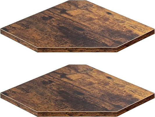Corner Shelf Wall Mount, Floating Corner Shelves, Set of 2 Corner Wall Shelf Organizer, Rustic Wood Wall Storage Display Shelves for Living Room Bedroom Bathroom Kitchen, Rustic Brown-NeatNest