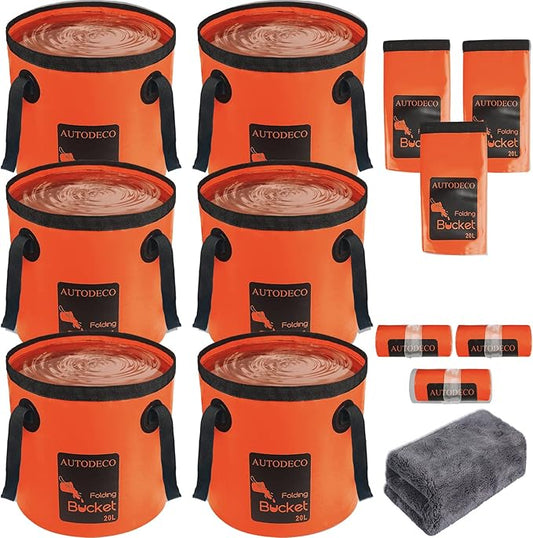 AUTODECO Collapsible Bucket 5 Gallon Container Folding Water Bucket Portable Wash Basin