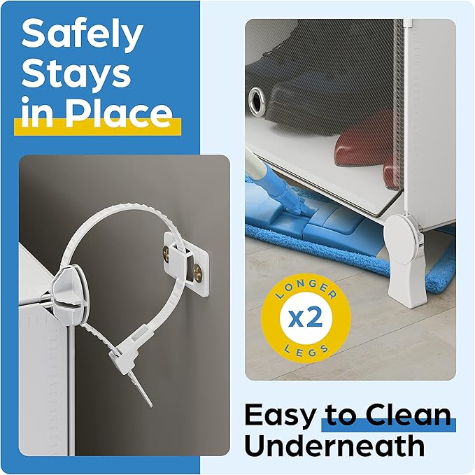 Shoe Organizer Cabinet Up to 72 Pairs, Shoe Closet-Covered Shoe Rack with See-Through Door (Clear, Plastic, Stackable) Cubby Portable Shoe Organizer with Covers, Hooks & Pockets, White-NeatNest