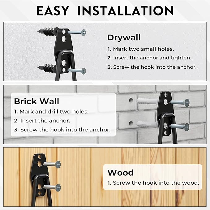 BONTEC Heavy Duty Garage Hooks, Anti-Slip Coated Black Steel with Strong Load Capacity, Multi-Sized U and J Hooks, Easy Wall Mount for Garage, Garden, Workshop (Orange, 16 Pack)-NeatNest