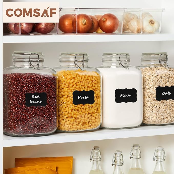 ComSaf 1 Gallon Glass Jar with Lid, Flour Sugar Storage Containers 128oz, Cereal containers storage, Glass Jars with Airtight Lid, Large Storage Containers with Lids for Pickled Egg, Herb, Set of 2-NeatNest