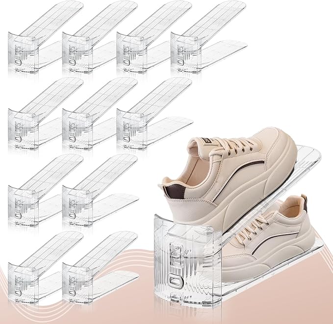 Shoe Slots Organizer for Closet,12PACK Shoe Stacker Shoe Rack Organizer for Closet Space Saver Storage Shoe Holder Organization(Transparent)-NeatNest