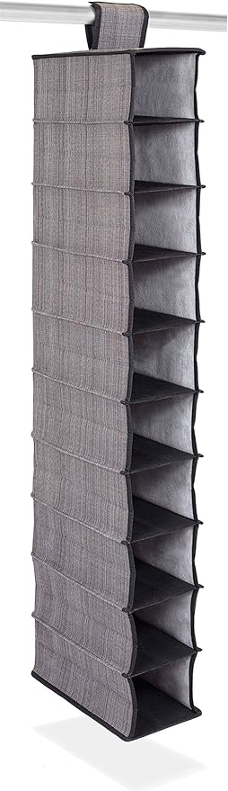 Internet’s Best 10 Tier Hanging Shoe Organizer - Narrow Shelf Closet Shoe Rack - Footwear Storage - Grey-NeatNest