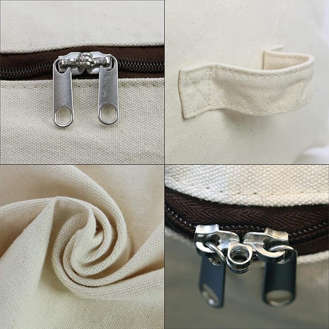 2PCS Canvas Storage Bag, 12OZ Thick Soft Breathable Closet Organizer for Beddings, Comforters, Pillows, Blankets, Clothes, 25.6×18.5×8.7inch, Beige-NeatNest