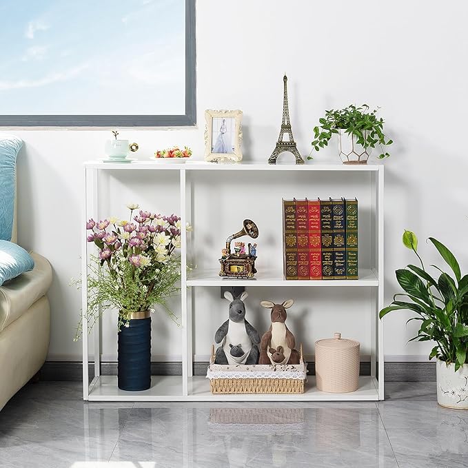 HDANI Console Table, Narrow Entryway Table, 3 Tier Metal Hallway Table, 11.8''Dx39.4''Wx31.5''H(White)-NeatNest