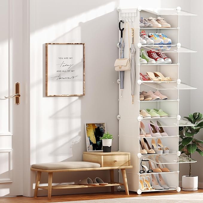 Shoe Storage,10 Tier Shoe Rack Organizer for Closet Shoe Cabinet with Door Shoe Shelves for Closet,Entryway,Hallway,Bedroom-NeatNest