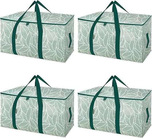BALEINE 4-Pack Oversized Moving Bags with Reinforced Handles, Heavy-Duty Storage Tote for Clothes, Moving Supplies (Antique Folidage, 4-Pack)-NeatNest