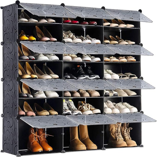 Portable Shoe Rack Organizer, 48-Pair Tower Shelf Storage Cabinets, Plastic Shoe Organizer for Entryway, Expandable for Heels,Boots,Slippers-NeatNest
