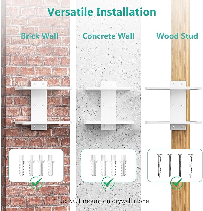 WALI Floating TV Shelf, Holds Up to 22lbs, Wooden Wall Mounted Shelves for DVD Players, Cable Boxes, Routers, Game Consoles, Living Room Decor Accessories (CS202NW), 2 Shelf, White