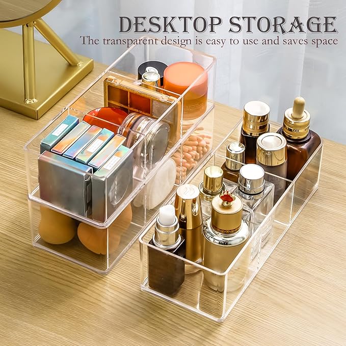 Acrylic Organizer 2 pieces Makeup Organizer Countertop For Drawers Organizer Storage Bathroom Organizers And Storage Is A Good Choice For Desktop Finishing (2)-NeatNest