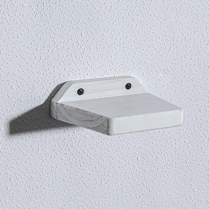 Freezing point Small Floating Shelves for Wall Set of 2 Natural Wood 5Inch Mini Wall Shelf Decor Plant Display Collectibles Mounted Kitchen Bathroom Bedroom Corner Decorative Storage Tiny Stand White