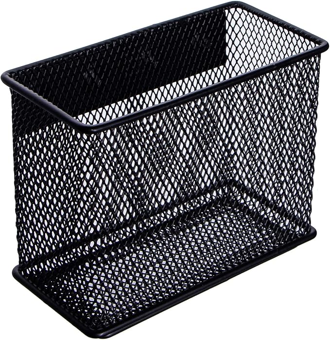 dedoot Minimalist Black Magnetic Pen Holder, 4.7x2.3x3.7inch Strong Mesh Magnetic Holder for Whiteboard Marker, Refrigerator, Locker-NeatNest