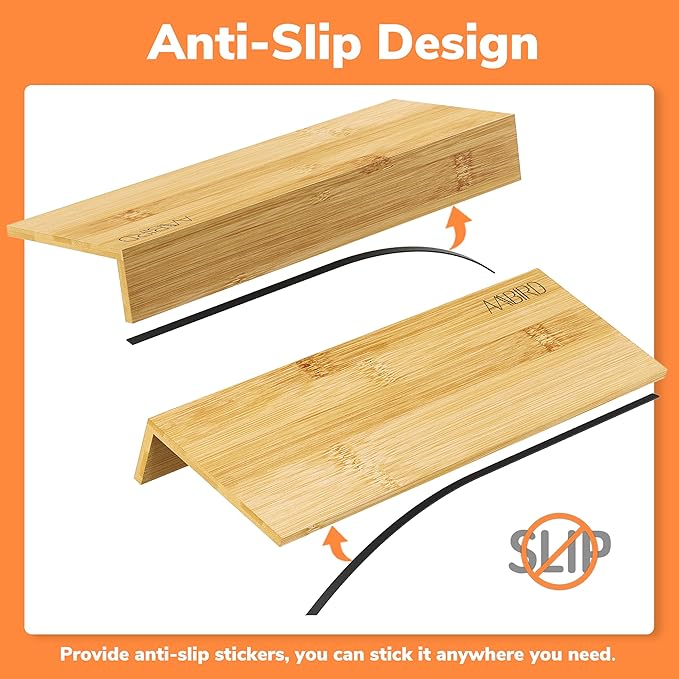 AMBIRD Bamboo Spice Drawer Organizer with Non-slip Mat, 4 Tier Jar Spice Rack Tray 13'',Seasoning Organizer for Kitchen,Cabinet,Drawers,Countertop-NeatNest