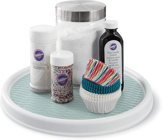 Copco Basics Non-Skid Pantry Cabinet Lazy Susan Turntable, 12-Inch, White (Pack of 2)-NeatNest