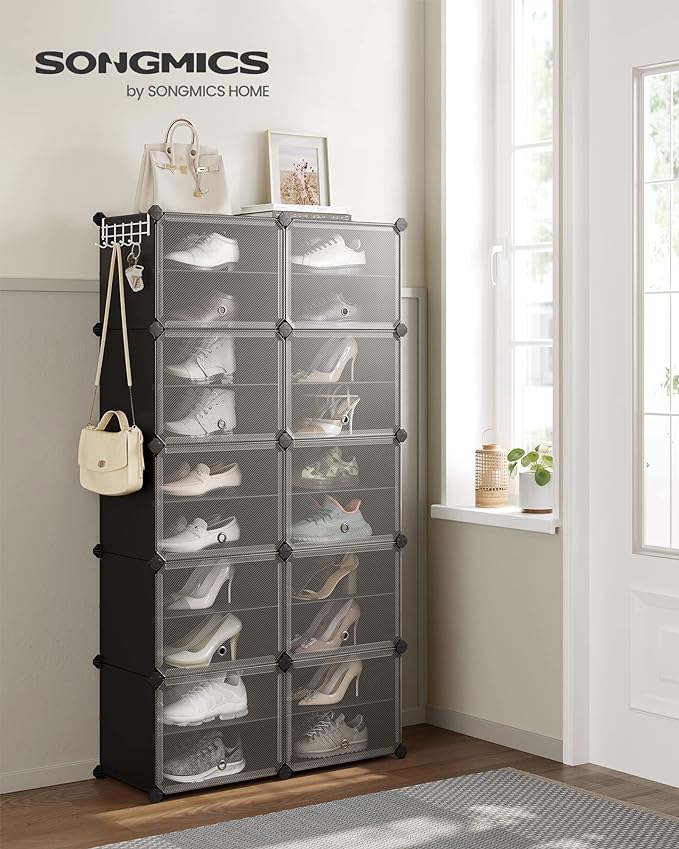 SONGMICS Shoe Rack Organizer, 10-Tier Shoe Storage Cabinet for Closet and Entryway, Holds 40 Pairs of Shoes, Adjustable, Black ULPC035B01-NeatNest
