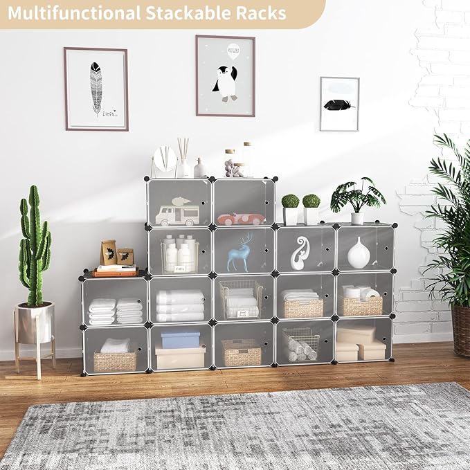 Portable Shoe Rack Organizer with Door, 96 Pairs Shoe Storage Cabinet Easy Assembly, Plastic Adjustable Shoe Storage Organizer Stackable Detachable Free Standing DIY Expandable 12 Tier Black-NeatNest