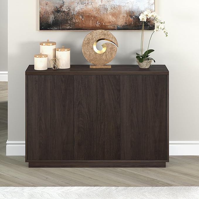 Henn&Hart 48" Wide Rectangular Buffet Table in Warm Brown, for Home, Living Room, Bedroom, Entertainment Room, Office