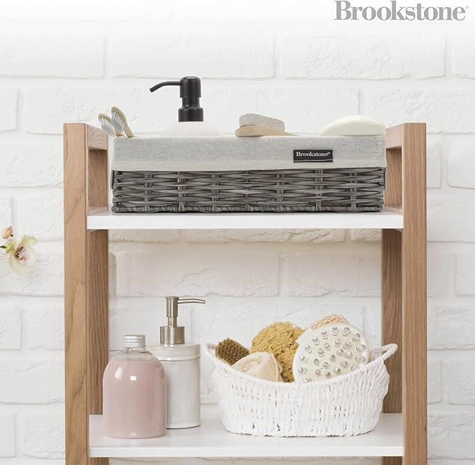 Brookstone Wicker Shelf Storage Basket Decorative Shelf Bin, bathroom organizers and storage, Boho Living Room Decor, Summer Storage 2025-2 Piece Set-NeatNest