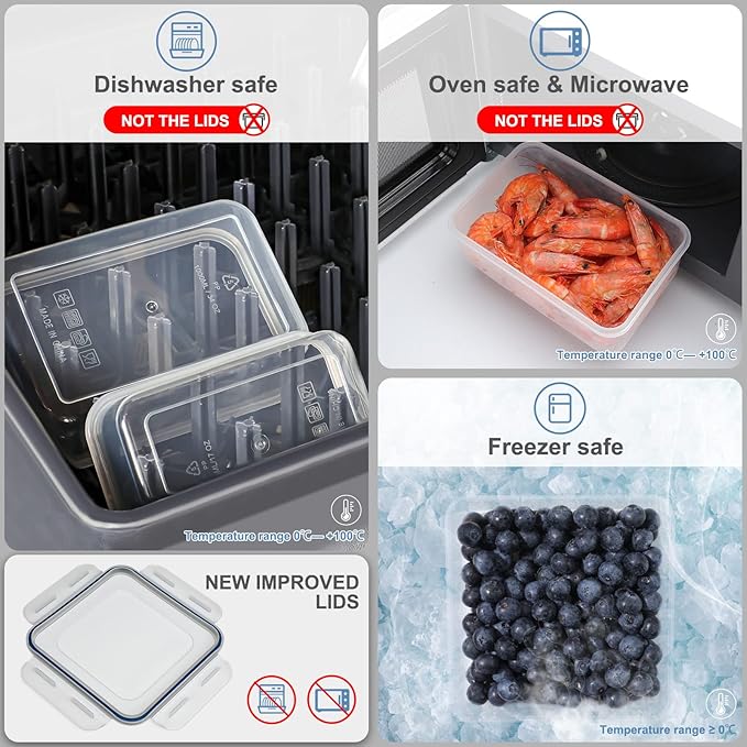 28 Pieces Food Storage Containers with Lids EXTRA LARGE Freezer Containers for Food BPA-Free Meat Fruit Vegetables Plastic Containers with lids Storage Airtight Leak-Proof Food Boxes for Kitchen-NeatNest
