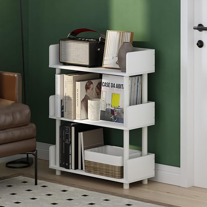 Furinno Turn-N-Tube 3-Tier Freestanding Multipurposes Display Rack, Bookshelf, White/White-NeatNest