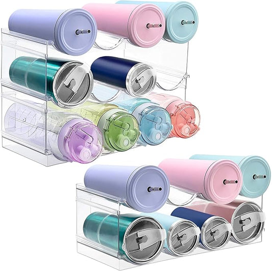 Homecor 5 Pack Water Bottle Organizer, Upgrade Stackable Kitchen Home Pantry Organization and Storage, Plastic Water Bottle Holder for Fridge Cabinet Cupboard Storage, Wine Tumbler Mug Cup Organizer-NeatNest
