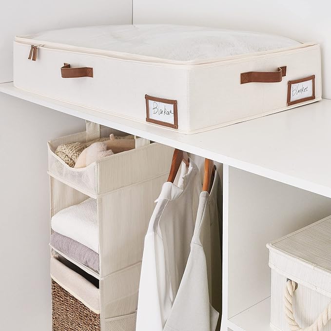 StorageWorks Extra Large Under Bed Storage Containers with Handles and Label Holder, 2 Pack Ultra-thick Fabric Underbed Bins, Closet Organizer for Clothes, Blankets, Sweater-NeatNest