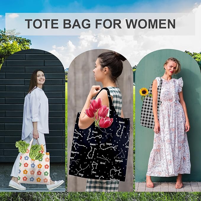 BeeGreen Reusable Gift Bags with Handles Geometry Design -Reusable Grocery Bags Pack of 6 Foldable Totes for Women - Machine Washable Polyester Shopping Bags for Women Travel (Collapsible)-NeatNest