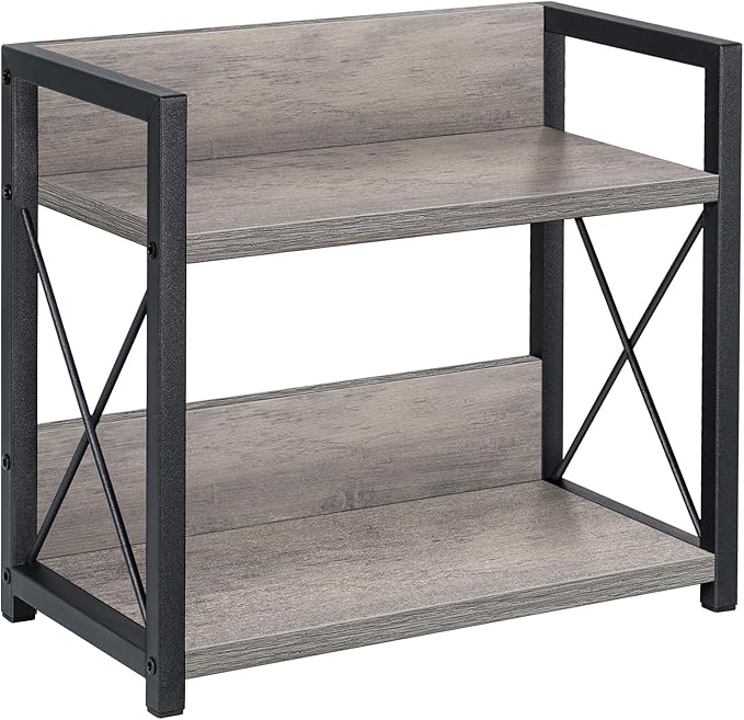 Giikin Countertop Shelf Organizer, 2 Tier Kitchen Spice Rack Organizer for Countertop, Wood Coffee Counter Shelf Organizer for Home (Grey, S)-NeatNest