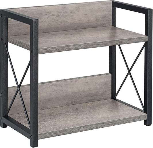 Giikin Countertop Shelf Organizer, 2 Tier Kitchen Spice Rack Organizer for Countertop, Wood Coffee Counter Shelf Organizer for Home (Grey, S)-NeatNest