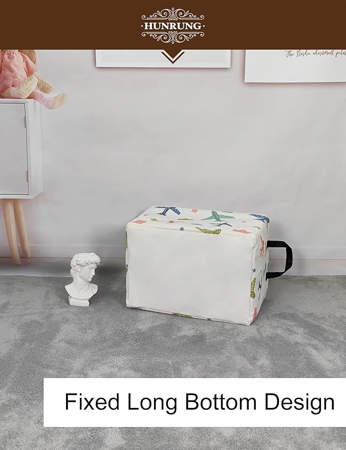 HUNRUNG Rectangle Storage Basket Cute Canvas Organizer Bin for Pet/Children Toys, Books, Clothes Perfect for Rooms/Playroom(REC-Color Aircraft)