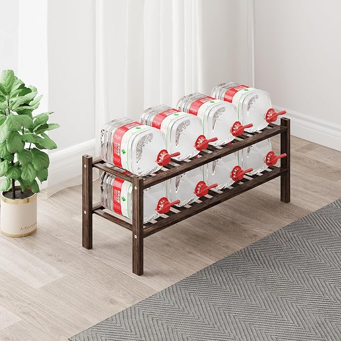 Bamboo Shoe Rack Organizer for Closet and Entryway - Space-Saving Narrow Shoe Stand - Versatile Shoe Holder for Door or Closet Shelf,Garage Bedroom can Freely Stack DIY Small Shoe Racks 2Tier Brown-NeatNest