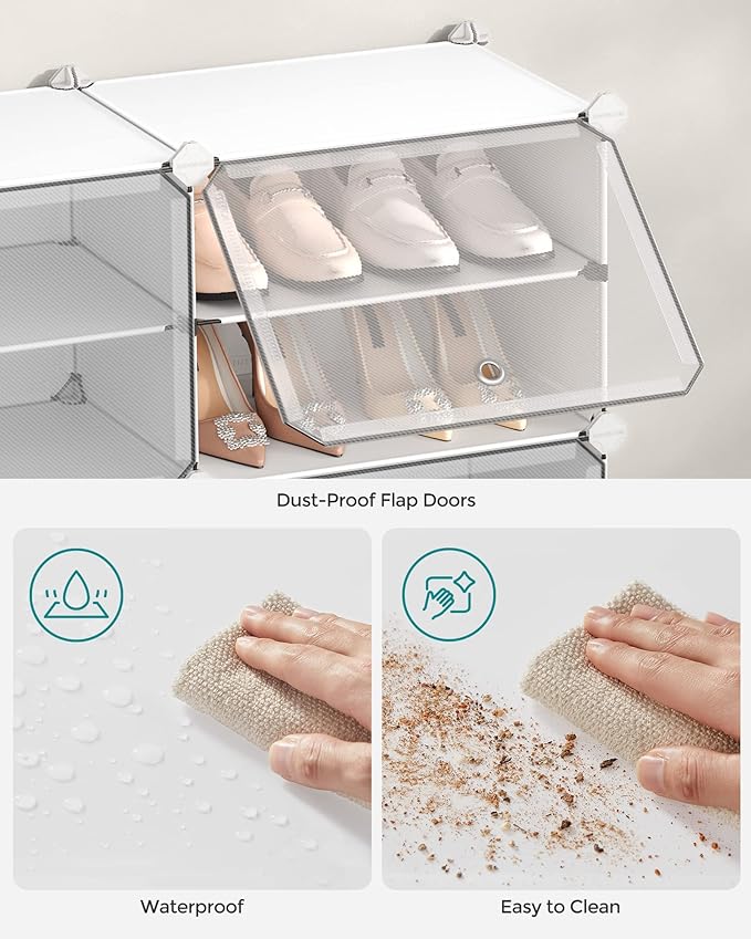 SONGMICS Shoe Rack Organizer, 8-Tier Shoe Storage Cabinet for Closet and Entryway, Holds 32 Pairs of Shoes, Adjustable, White ULPC034W01-NeatNest
